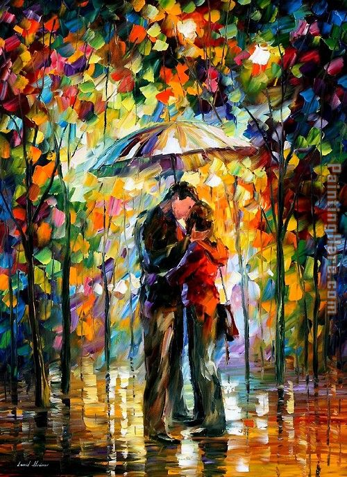 A Kiss in the Park painting - Leonid Afremov A Kiss in the Park art painting